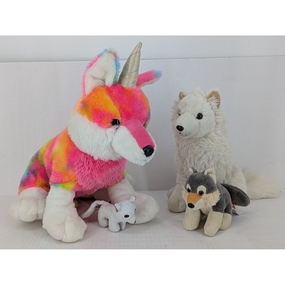 Plush Lot Great Wolf Lodge Wolfie Corn Tie Dye Wild Republic Unipak Arctic Fox